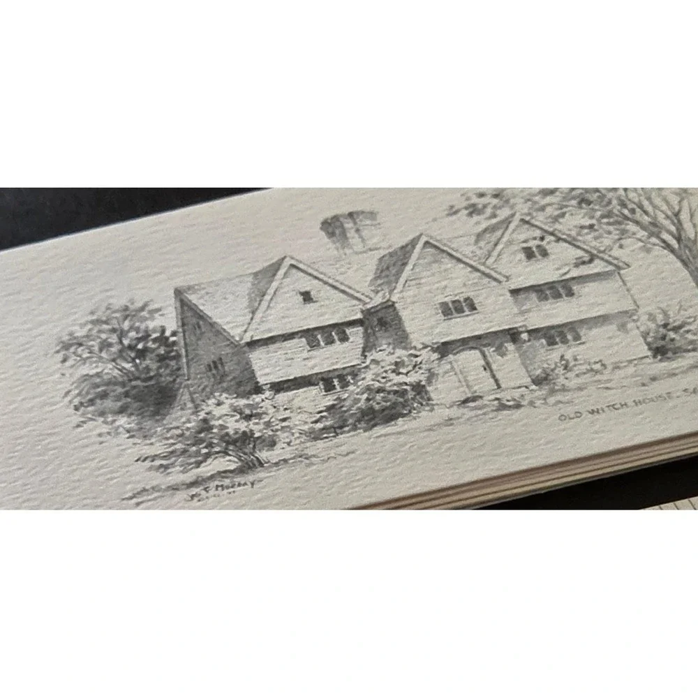 Mini VTG Souvenir of Massachusetts 12 Scenicard Sketches Curhan Co Salem Boston